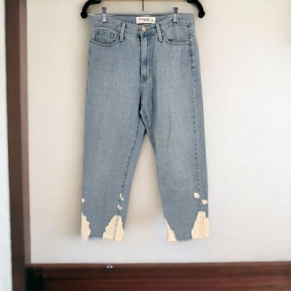 Just Black Denim Womens Cotton Mid-Rise Cropped Jeans Blue Bleach Washed Size 27